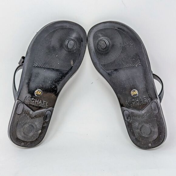MICHAEL KORS KAYDEN JELLY FLIP FLOPS‎ SANDALS with BOW Black Size 5 - Picture 4 of 5